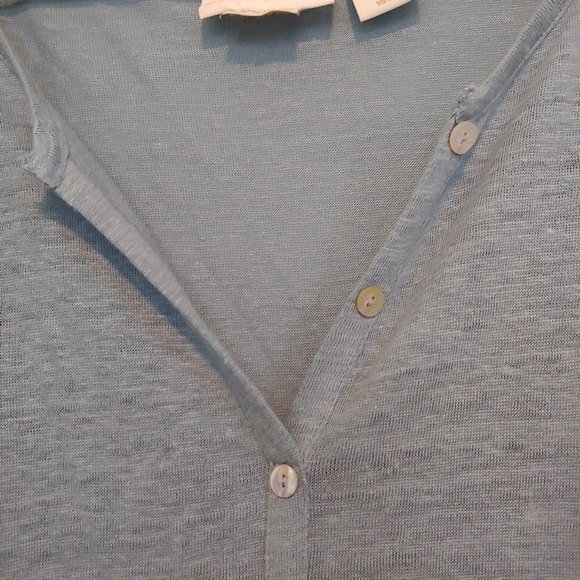 Cynthia Rowley 100% Linen Light Blue Peplum Top Size Large - Picture 4 of 7